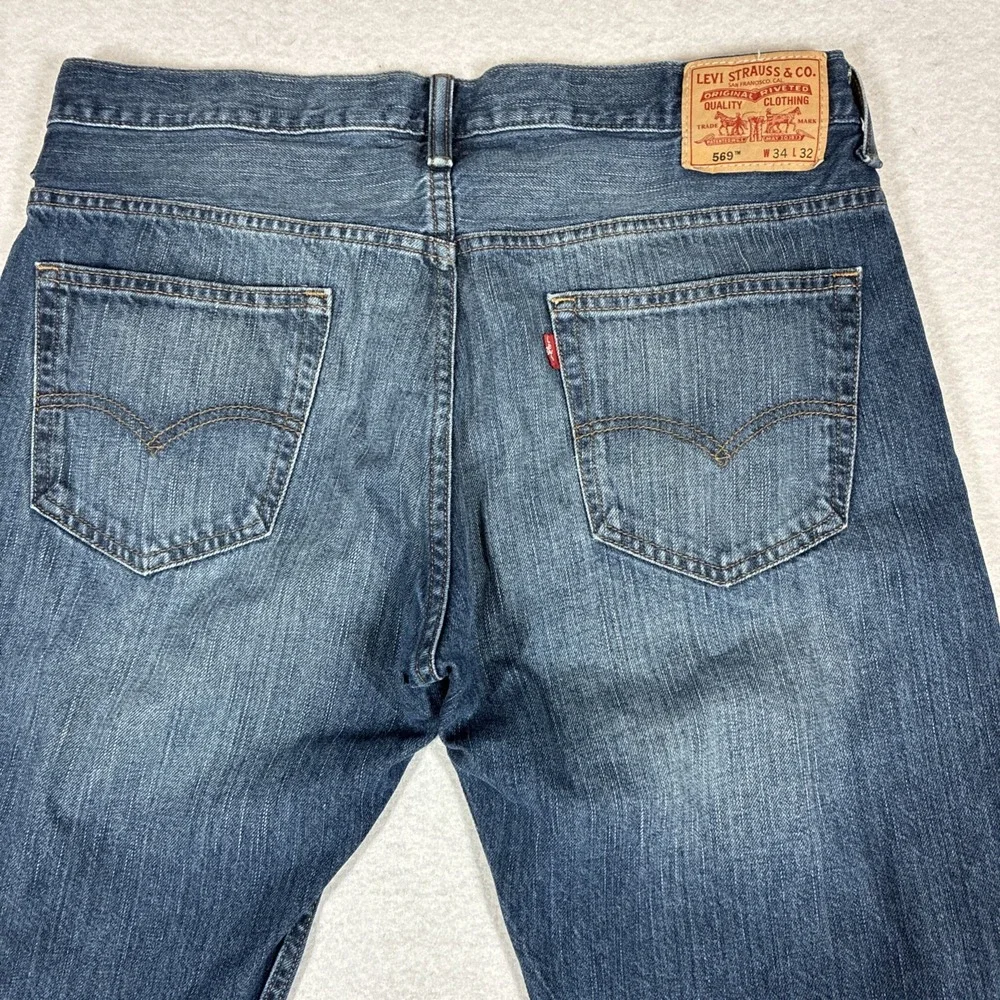Vintage Levis 569 Jeans Loose Straight Baggy Medium Wash Grunge 90s Y2K 34x32